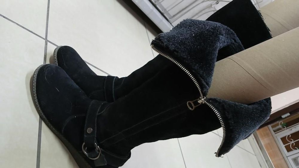 Сапоги зимние замша