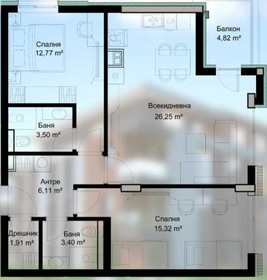 Продава се Тристаен апартамент в София, Малинова долина - 99 кв.м за 1869 €/кв.м - Снимка #2