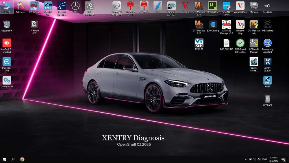Tester diagnoza Mercedes VCI 6, C6, DoIP, Wifi + SSD 512Gb cu Xentry Cars 03.2026, DTS Monaco, Vediamo, EPC WIS ASRA, Starfinder Sedkey