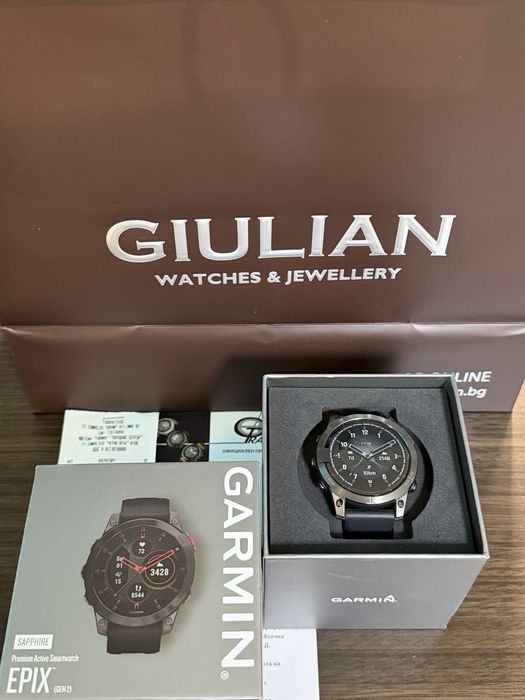 ЧИСТО НОВ 47mm Garmin Epix Gen 2 Sapphire Giulian Гаранция 2028 г. Black