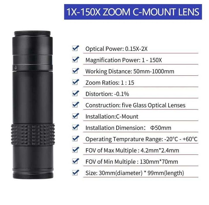 Obiectiv 150x pentru microscop electronic