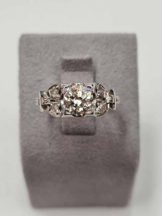 Inel din platina Art Deco original cu diamante naturale, IAU560