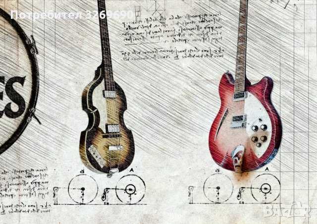 The Beatles постер плакат Бийтълс Арт. стил Леонардо да Винчи