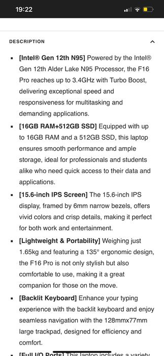 Laptop teclast f16pro