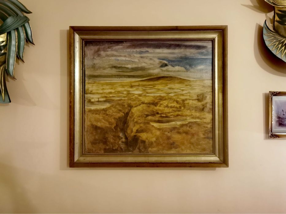 Картина масло фазер пейзаж Есен голяма размери 85х95 см. дървена рамка