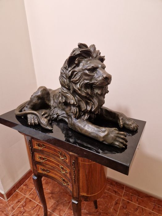 Уникална голяма антикварна бронзова фигура статуетка