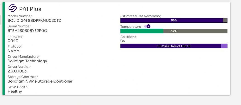 SSD 2TB nvme PCIe 4.0 Solidigm P41 Plus