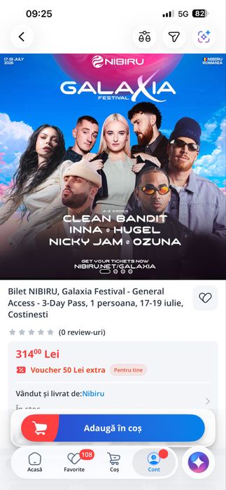 Bilet  la unul dintre festivaluri de la Nibiru