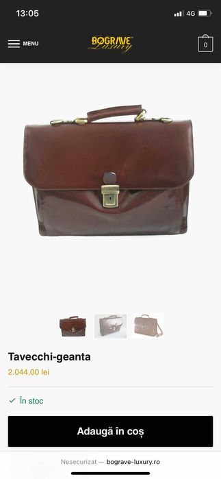 Servieta/geanta piele naturala lux maro TAVECCHI original NOU 50/31/11