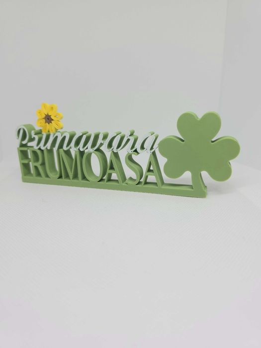 Decoratiune pentru noroc ”Primavara Frumoasa” cu trifoi si floare