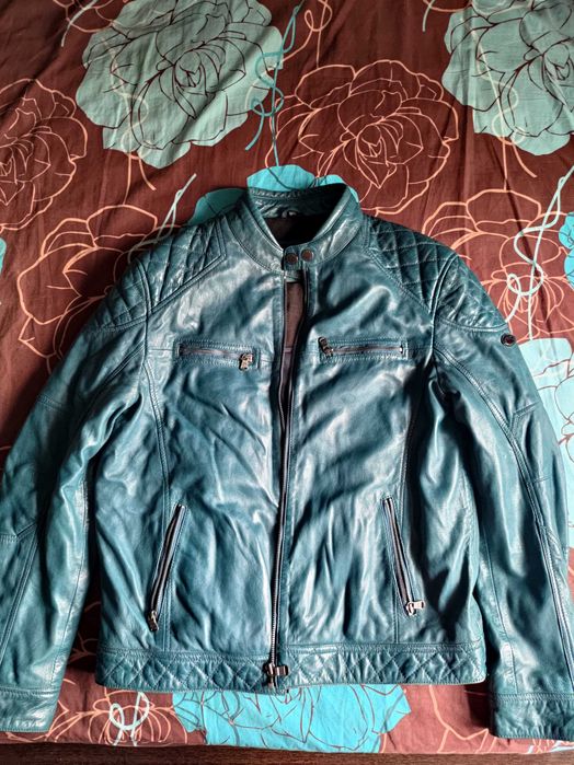 Geaca piele albastra XL