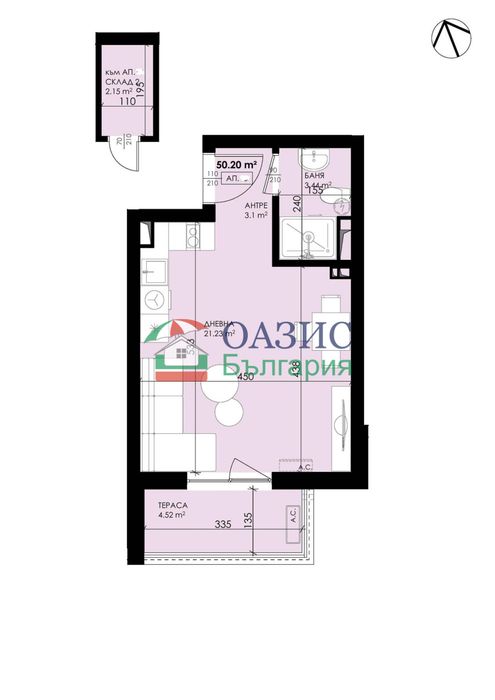 Студио на 3-ти етаж,Антик-15, Созопол, Област Бургас-50,23 кв. м., 65300 евро, - снимка 3