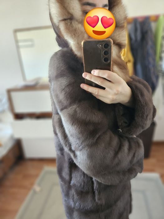 Шуба  норка шапка