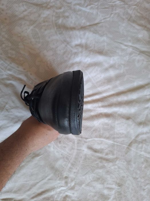 Чисто черни мъжки спортни официални обувки от кожа