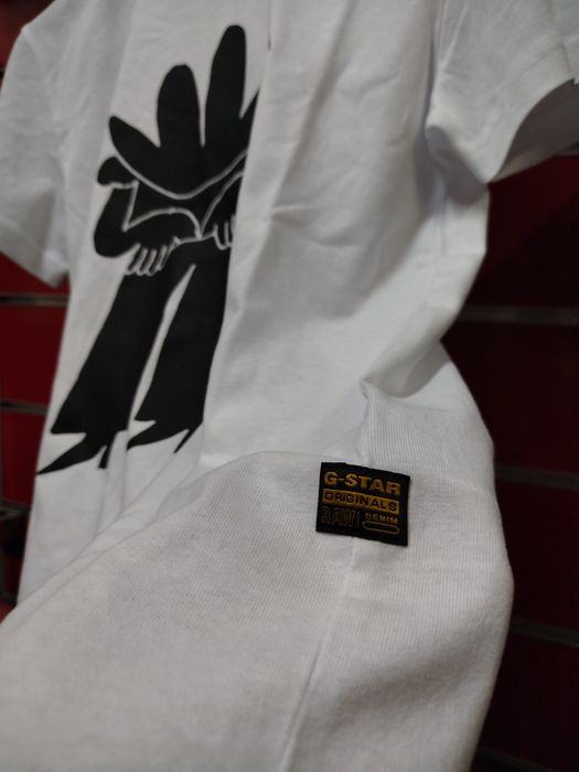 Оригинална тениска G-Star Raw Boots M нова мъжка бяла