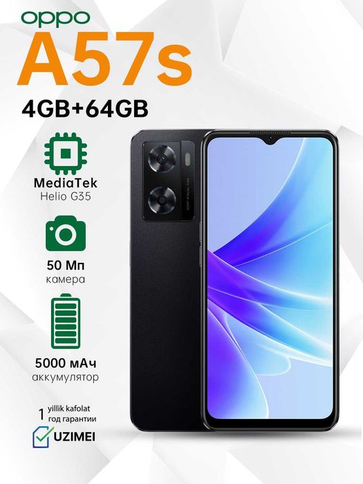 Смартфон OPPO A57s NFC 4/64GB. Smartfon nfc telefon optom narxda