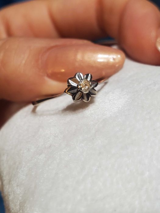 0.10 ct диамант и Паладий винтидж art deco пръстен