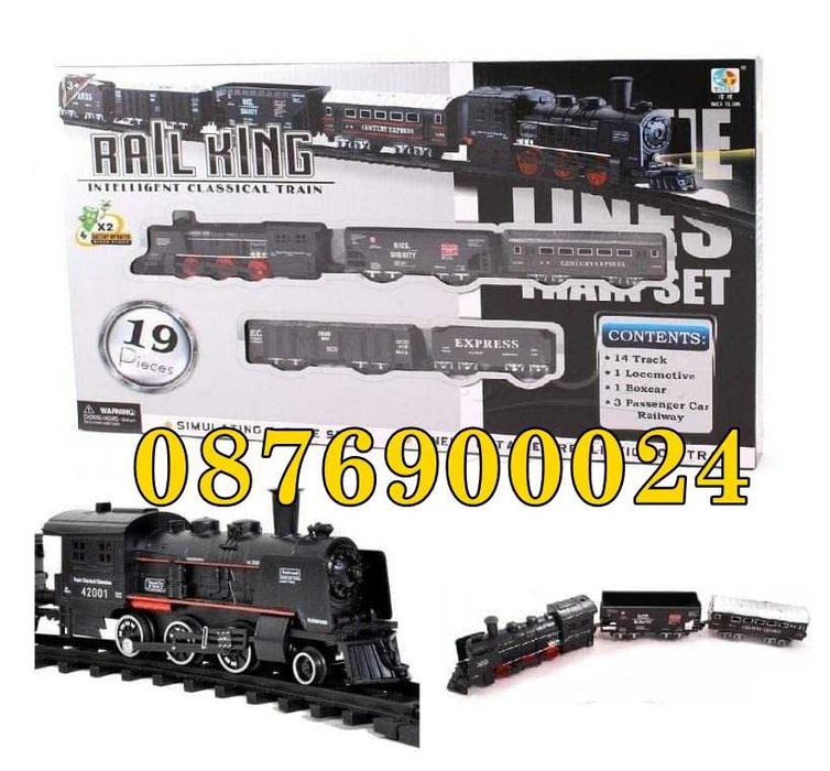 19 ЧАСТИ Електрически влак на релси + звук и светлина Rail King игра