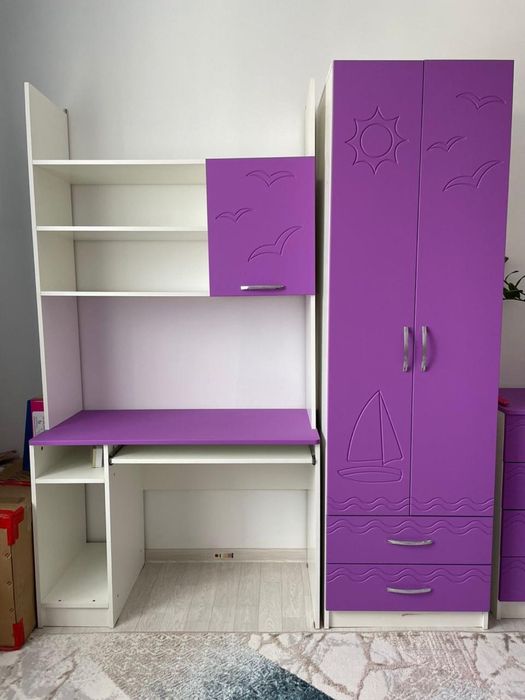 Набор детский шкаф и кровать+матрас