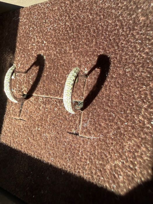 Cercei aur alb cu diamante