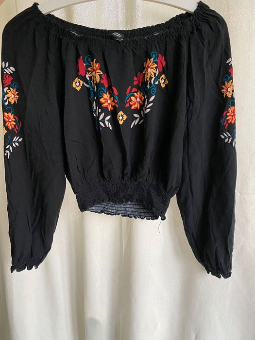 Скъсена блуза с дълъг ръкав на H&M / Кроп топ 34 размер