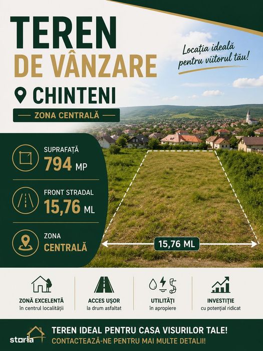 Teren Intravilan - SU 794MP I Front 15,76ML I Utilitati - Chinteni