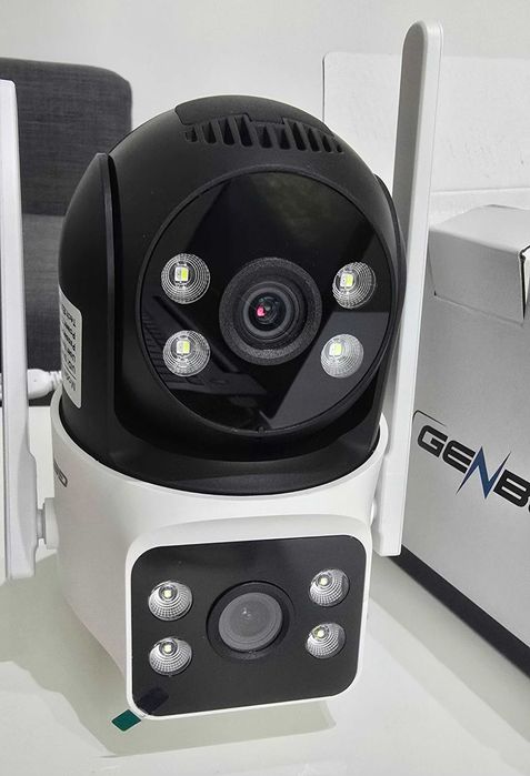 Camera Dubla De Supraveghere Video Cu SIM 4G GENBOLT®, 4MP, Exterior/interior, DC12/POE, 4X zoom, Inregistrare continua 24/7