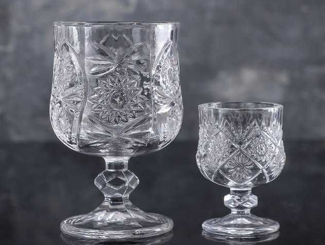 Нови! Комплект кристални чаши за вино и уиски или ракия