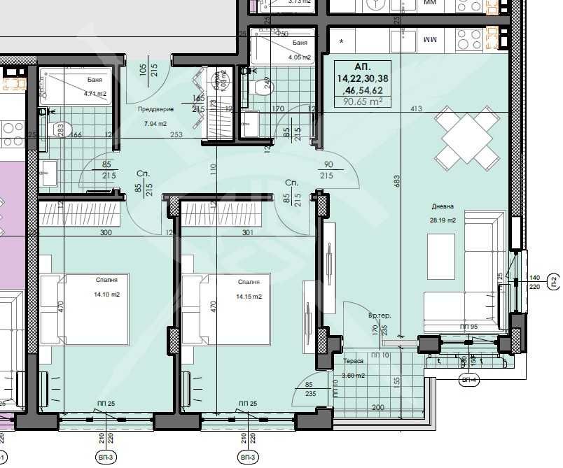 Тристаен апартамент в Кършияка