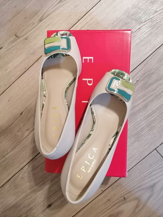 Pantofi piele naturală crem