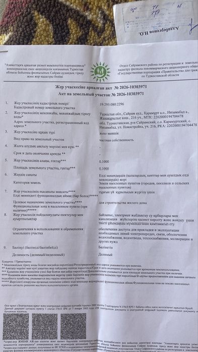 жер телімі сатылады