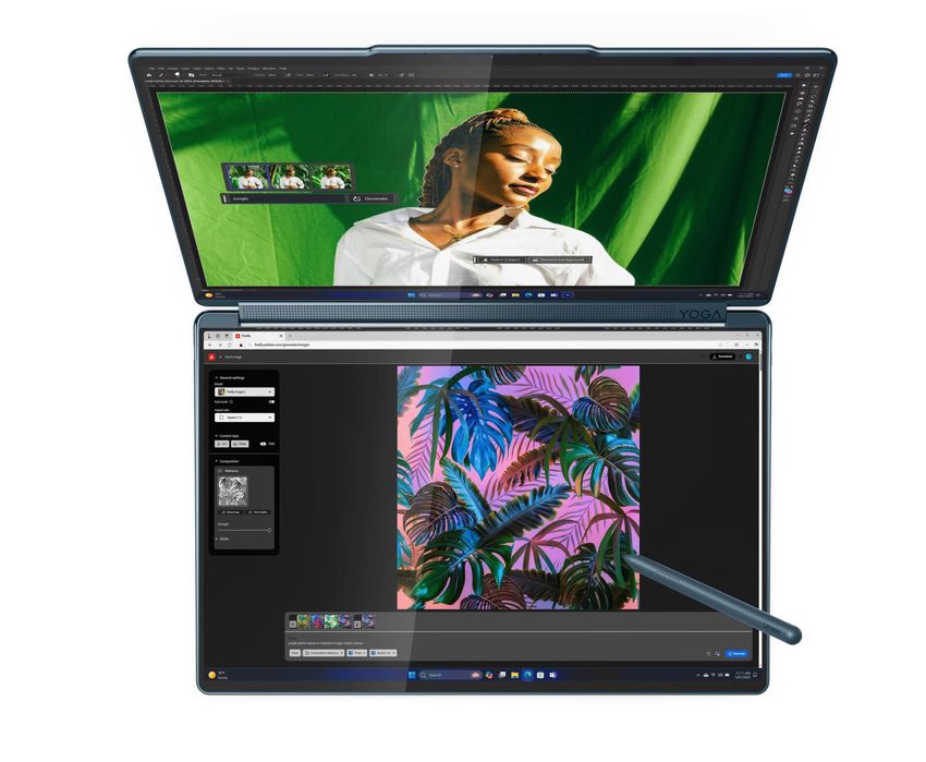 Laptop Lenovo Yoga Book 9 13IMU9, Intel Core Ultra 7 155U, 2x13.3” 2.8K OLED Touch, 32GB LPDDR5x, SSD 1TB, Windows 11 Pro