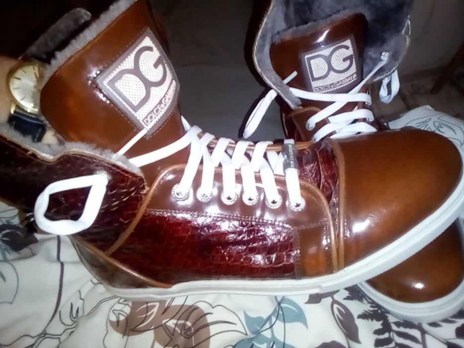 ghete adidasi D&G dolce piele șarpe lac îmblanite blana naturala 41 42