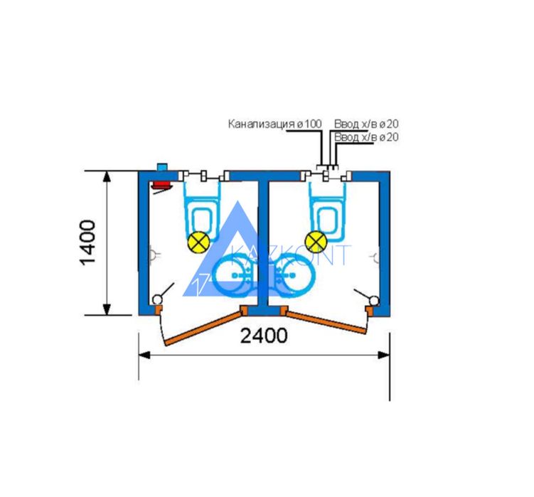 Контейнер Туалет 2,4х1,4м Санузел