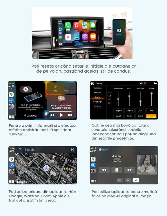 Apple Carplay si Android Auto MIB 3 Audi A3 A4 A5 Q5 Q7 Q8 dupa 2021