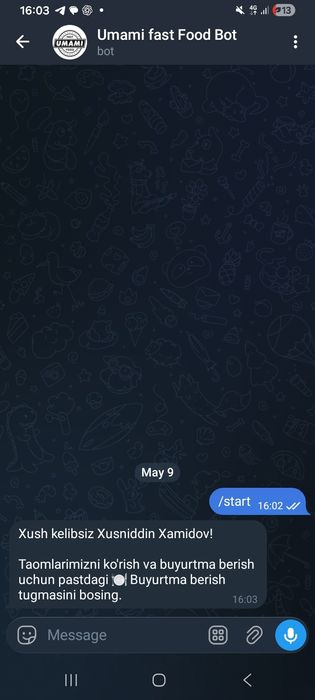 Telegram Bot + Website | Fast Food Bot | Admin Panel