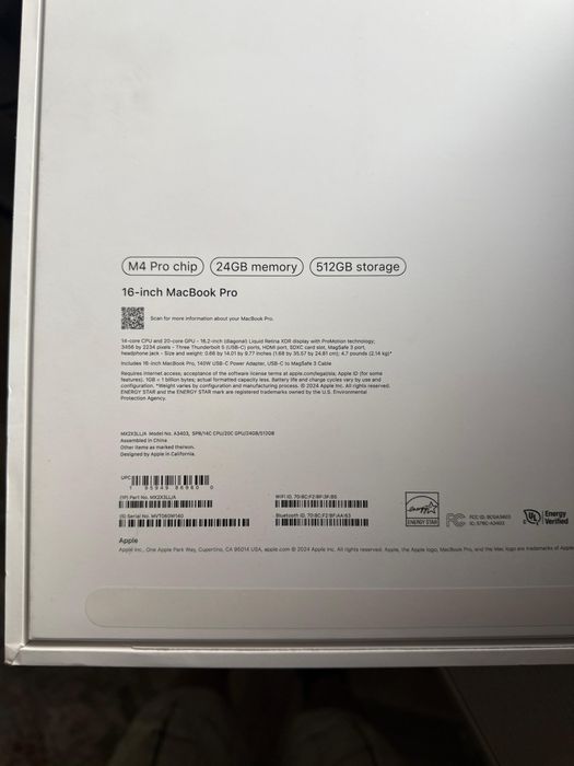 Macbook pro 16 2024, M4 pro