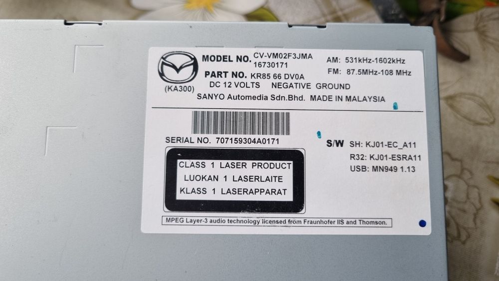 Unitate cd, radio, gps Mazda CX-5 cvvm02f3jma NETESTATA