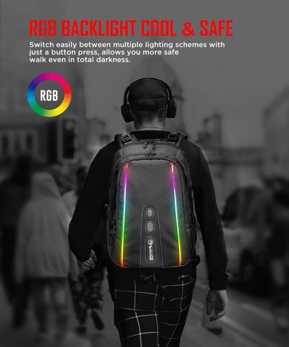Marvo Gaming Backpack 15.6" RGB with Bluetooth Speaker - MARVO-BA-02