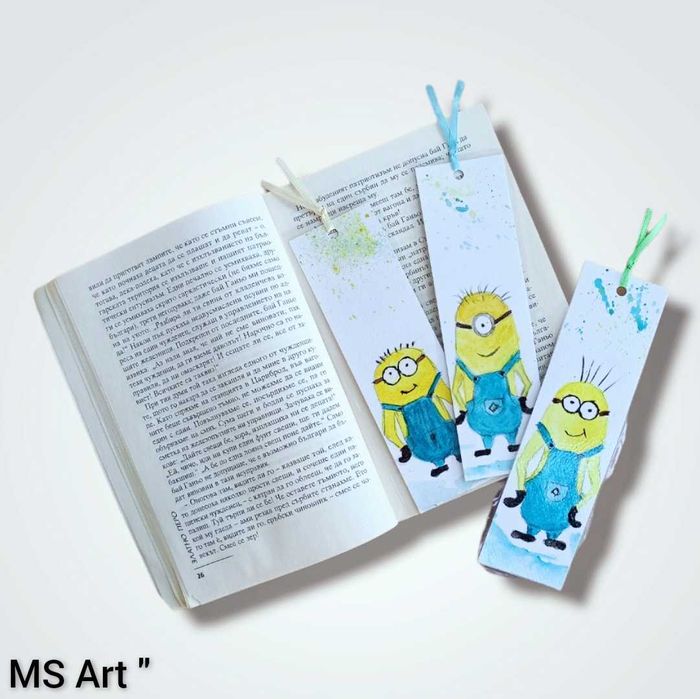 Миньоните" Ръчно рисувани книгоразделители"