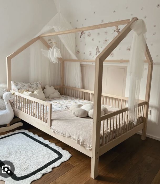 Pat/patut copii stil casuta -Montessori-Piese Mobilier