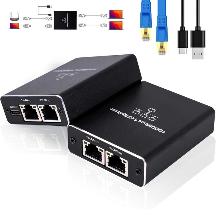 Ethernet сплитер 1 към 3, 1000Mbps високоскоростен Ethernet  сплитер