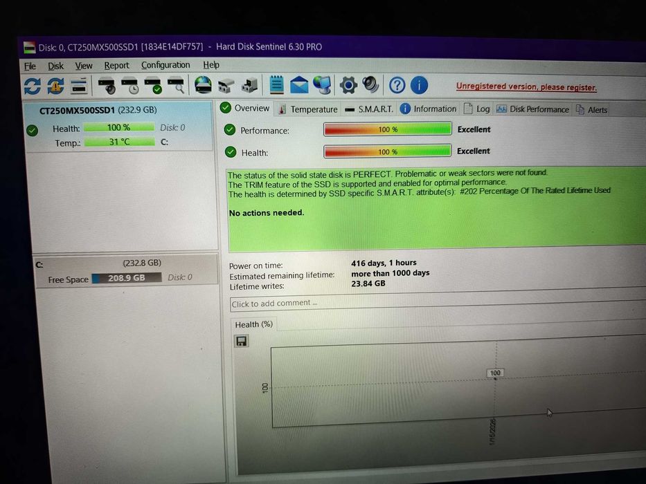 SSD 250gb sata 3, Crucial MX500 + windows 11 pro