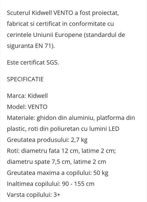 Trotineta copii Kidwell Vento