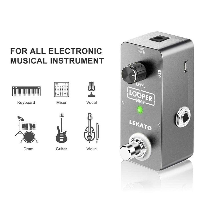 Нов LEKATO педал за китарен лупър, педал за повторения, 5 Мин. време