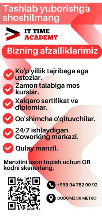 Dasturlash | IT | Programming | Kompyuter | 30% chegirma | SMM