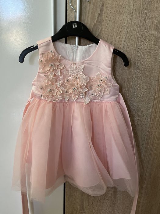 Бебешка официална рокля цвят праскова