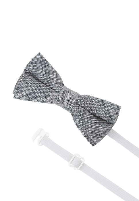 Promo сива луксозна ленена папийонка + кърпичка