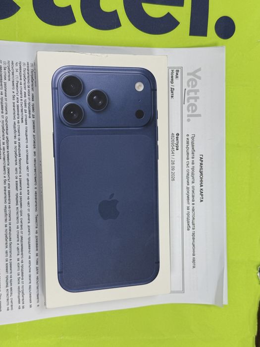 ***ЗАПЕЧАТАН 256GB iPhone 17 Pro Max 5g Yettel Гаранция 2029 Blue