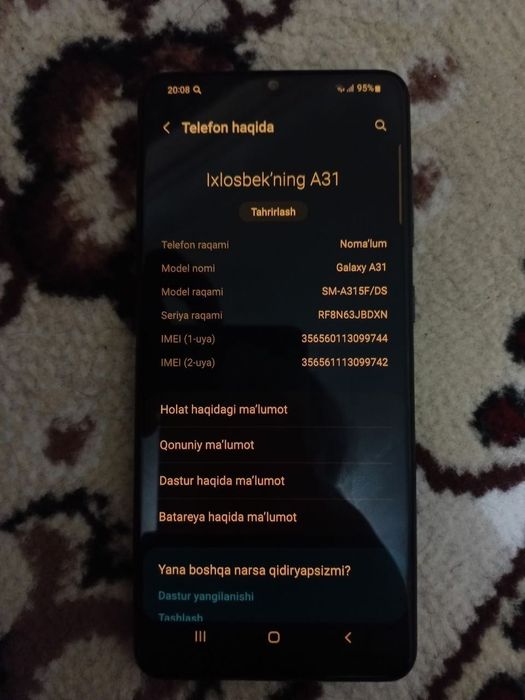 SAMSUNG A 31  kelishamiz